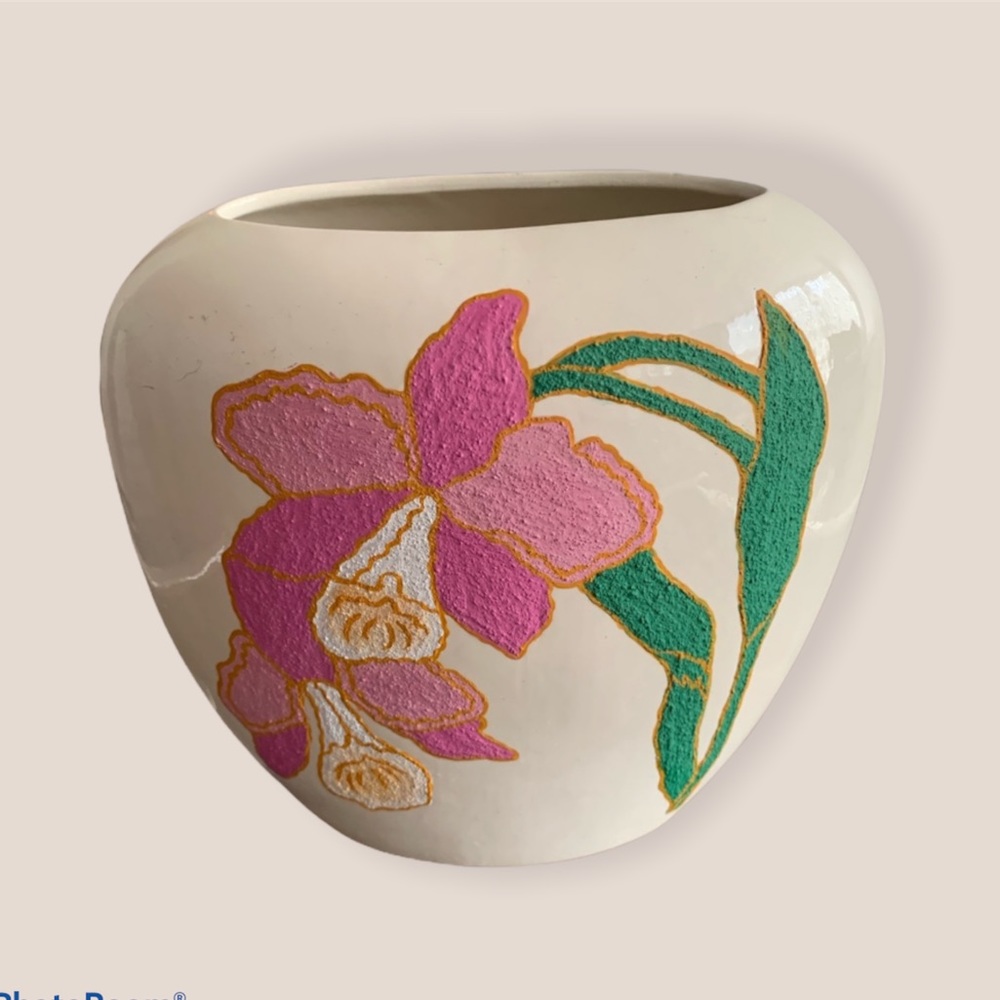 Hand painted Floral Oval Vase